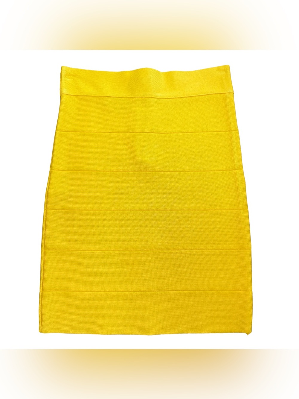 Y2K BEBE Yellow Ribbed Bandage Mini Skirt